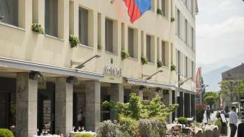 Buitenkant van het Hotel Residence in het oude stadsgedeelte van Vaduz
