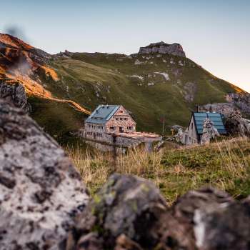 Uitzicht op de Pfälzerhütte 2108 meter hoogte