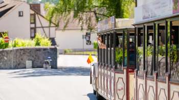Opname vanaf de zijkant van de Citytrain op een zonnige dag in Liechtenstein