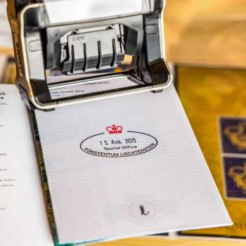 Souvenirstempel, verkrijgbaar in het Liechtenstein Center